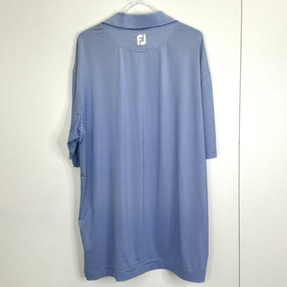 Footjoy FJ Golf Polo Shirt Mens Size XL Blue White Stripe Short Sleeve Top - Picture 5 of 5